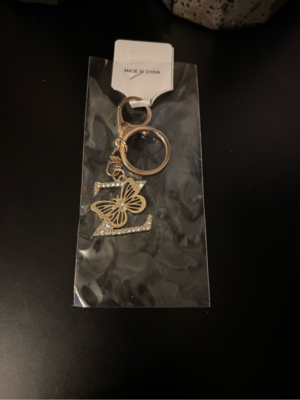 Gold Butterfly “Z” Crystal Keychain - Women Accessories